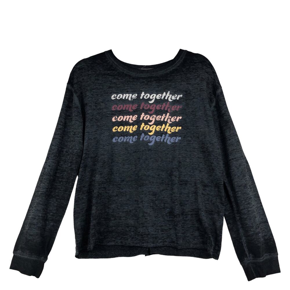 C&C California Women Size S Come Together Sweater Long Sleeve Charcoal Thin Knit